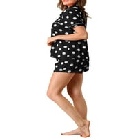 Jedinstvene ponude ženskog kratkih rukava za spavanje polka točkice gumb dolje pidžama setovi