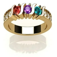 Nana S-bar W Wides Majčine Dan prstena 1to multi-kamen poklon-10k žuti zlatni veličini 10,5 kamena žena