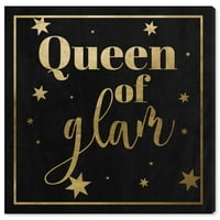 Wynwood Studio tipografija i citati platno umjetnički tisak 'Kraljica glam Velvet' modni citati i izreke - crno,