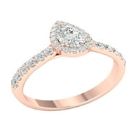 Imperial ct tdw kruška dijamant halo zaručnički prsten u 10k ružičastu zlatu