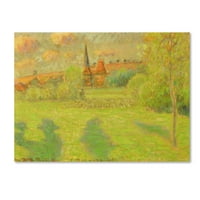 Zaštitni znak likovna umjetnost 'Pastir i crkva Eragny' platna umjetnost Camille Pissarro