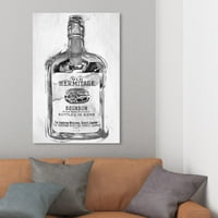 Wynwood Studio Pijeva i alkoholna pića Zidna umjetnička platna otisci 'Bourbon Whiskey Night Silver' Liquor - crna,