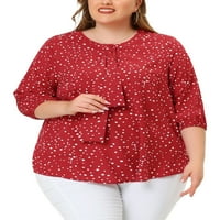 Jedinstveni prijedlozi Ženska bluza Plus veličine s okruglim vratom s volanima od šifona, vrhovima