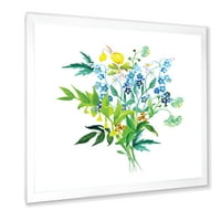 Dizajnerski print vijenac od livadnog cvijeća na bijeloj pozadini u okviru seoske kuće
