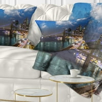Dizajnirati New York City Predivan pogled na zalazak sunca - Jastuk za bacanje fotografija Cityscape - 12x20