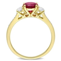 Miabella Ženska 1- CT stvorena rubin bijeli safir i dijamant 10kt zaručnički prsten od žutog zlata