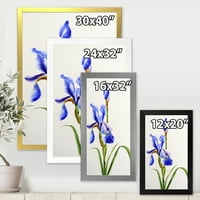 DesignArt 'Blue Iris Flower Retro Style' Tradicionalni uokvireni umjetnički tisak