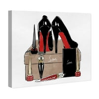 Punway Avenue Fashion i Glam Wall Art Canvas Otisci cipele visoke pete - crna, crvena