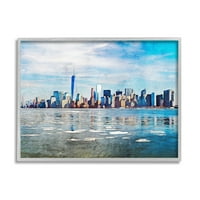 Njujorški zapanjujući daleki horizont, zgrade, putovanja i mjesta, slika u sivom okviru, umjetnički tisak na zidovima