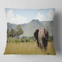Dizajnerski uzorak slona koji se povlači u savani-Afrički jastuk za bacanje-16.16