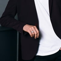 Muški prsten od bijelog zlata od 10 karata 12 karata s dijamantnim grozdom osmerokutnog oblika s rebrastom drškom