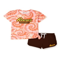 Reeseove djevojke bombone kravate-front kravate grafičke majice i kratke hlače dupina, dvodijelni odjevni set, veličine