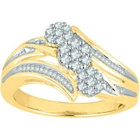 Prsten s cvjetnim buketom od žutog zlata s dijamantom od 10 karata