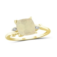 Prsten od mjesečevog kamena nakit od rodnog kamena-3k Mjesečev kamen, 14k Zlatni srebrni prsten s bijelim dijamantnim
