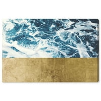 Zidni otisci na platnu u moru i obalnom stilu zlato vode Mikonosa obalno-plava, Zlatna