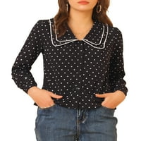 Jedinstvene ponude ženskog peter pan ovratnika srce print dugi rukavi vintage bluza bluza