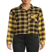 Flanelska Karirana košulja s prednjim gumbima za juniore s dugim rukavima