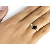 Jewelersclub Sapphire Ring Birthstone Nakit - 2. Karat Sapphire 14K zlatni nakit od srebrnog prstena s crnim dijamantnim