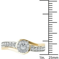 Carat T.W. Dijamantni dvobojni zaobilazni klaster 10KT zaručnički prsten od bijelog zlata