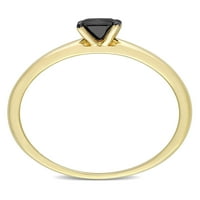 14-karatni crni dijamantni zaručnički prsten od 14 karata u žutom zlatu s crnim rodijem