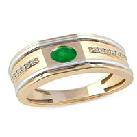 Imperijalni dragulj 10k žuto zlato okrugli rez smaragd 1 8CT TW DIAMMAND muški prsten