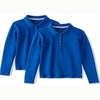 Wonder Nation Girls School Uniform Polo s dugim rukavima, paket vrijednosti