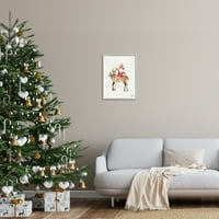 > Djed Mraz, patuljak, sobovi, Svečana slika sa zvijezdama u sivom okviru, zidni tisak, dizajn Heatherlee Chan