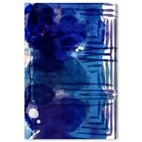Apstraktna Moderna umjetnost na platnu-prskanje plave tinte i linije, zidna umjetnost za dnevni boravak, spavaću