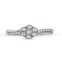 Ženski modni prsten od bijelog zlata 10k 14k s dijamantnim grozdom i cvijetom