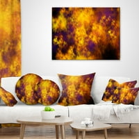 DesignArt oblačno narančasto zvjezdano fraktalno nebo - Sažetak jastuka za bacanje - 18x18