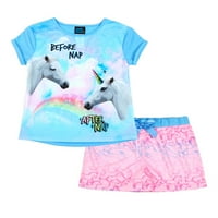 Jellifish Kids Girls Top i kratke hlače, tiskani set za spavanje s pidžamom, veličine 4-16