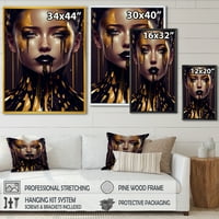 DesignArt senzualno tekuće zlato žena vi plutajući okvir zidna umjetnost