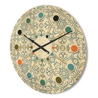 Dizajnirati 'retro uzorak preko cvjetnog V' Moderni zidni sat iz sredine stoljeća