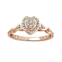 Boja ljubavi Carat T.W. Dijamantski obećanje prstena u 10k ružičastom zlatu s vijencima mini srca