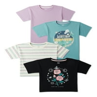 Wonder Nation Girls 'Graphic, Stripe i čvrste majice, 4-pack, veličine 4- & Plus