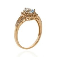 Jay Heart Dizajn sterling srebra s 14kp zlatnim pozlaćenim akvamarinom i stvorio bijeli safirni prsten