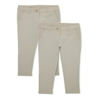 Wonder Nation Girls School Uniforma Stretch Twill Skinny hlače, 2-paket, veličine 4- & Plus
