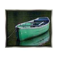 Stupell Industries Green Rowboat Kanue plutajuće jezero Fotografije Fotografija Fotografije sjajne sive plutajuće