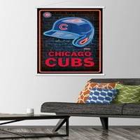 Chicago Cubs - neonski zidni poster s kacigom s magnetskim okvirom, 22.375 34