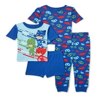 Maske za malu malu dječaka Snug Fit Pamuk Majica i hlače s kratkim rukavima, 4-komad pidžama, veličine 2T-5T