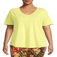 Ženska majica veličine i veličine plus s izrezom u obliku slova U i kratkim rukavima