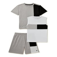 Dječaci u boji blok aktivni majica, vrh tenkova i kratke hlače, 3-komad set odjeće, veličine 4-12