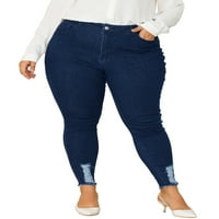Jedinstvene ponude ženske plus veličine traper jean otkidani srednji uspon Stretch Strines Ward Skinny traperice