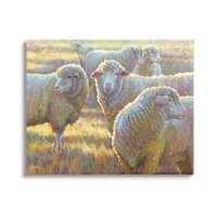 Ovce stado ispaše travnjačke životinje i insekti za slikanje galerije omotana platna za tisak zidne umjetnosti