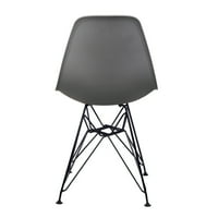 Dizajnerska grupa tamno siva blagovaonica kuhinja stolice s crnim nogama, set od 6
