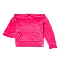 Wonder Nation Girls Ugodni velur pulover Hoodie, veličine 4- & Plus