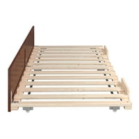 Twin XL razvaljajte okvir kreveta od drvenih nosača s drvenim nosačima s letvicama, orahom