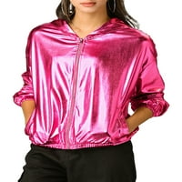 Jedinstvene ponude ženska holografska sjajna metalna jakna s kapuljačom