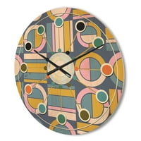 DesignArt 'kružni dizajn retro uzorak I' Moderni zidni sat iz sredine stoljeća