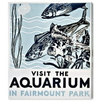 Avenue Avenue životinje zidne umjetničke platnene otiske 'Fairmount Park Aquarium' morske životinje - plava, crna